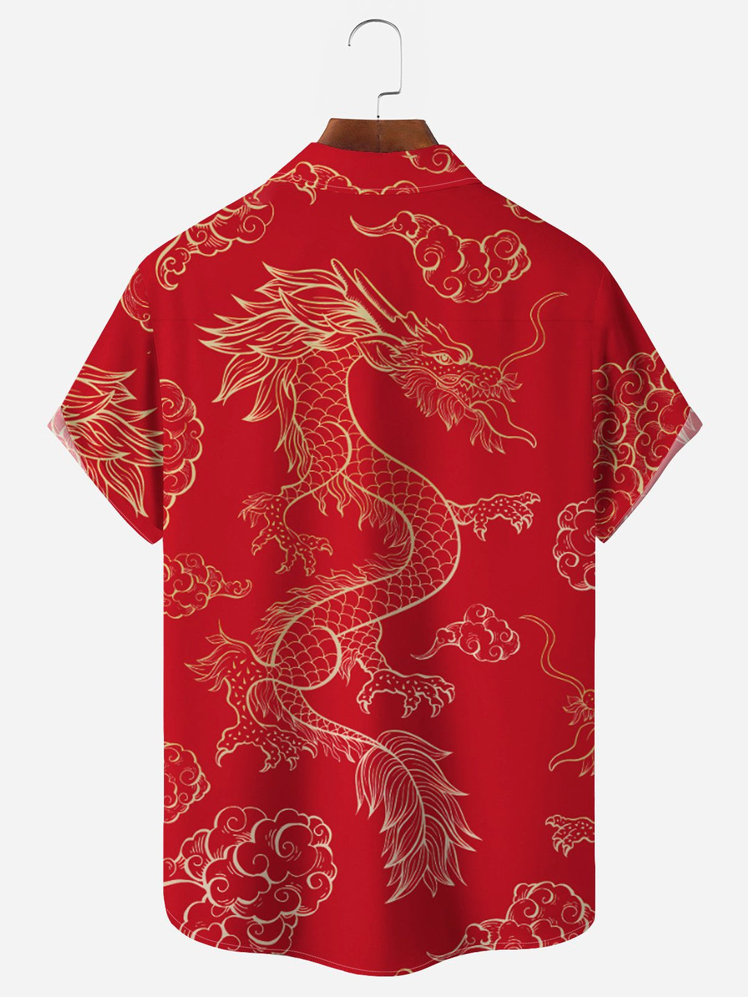 Camisas de hombre Alohadaddy de Año Nuevo con diseño de dragón oriental rojo, elásticas, japonesas, de fácil cuidado, con bolsillos festivos, grandes y altas