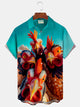 Camisa con bolsillo abotonado para hombre con estampado de gallo de pelea vintage de Alohadaddy