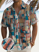 Alohadaddy Geometric Print Beach Men's Hawaiian Oversized Wrinkle Free Shirt With Pocket