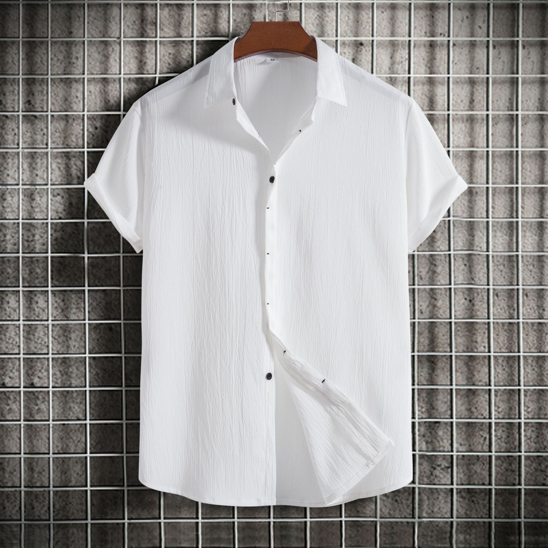 Alohadaddy Vintage Casual Men's Cotton Linen Shirts Plus Size Solid Color Basic Camp Shirts