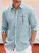 Alohadaddy Easter Cross Jesus Faith Men's Long Sleeve Shirts Easy Care Pocket Camp Shirts