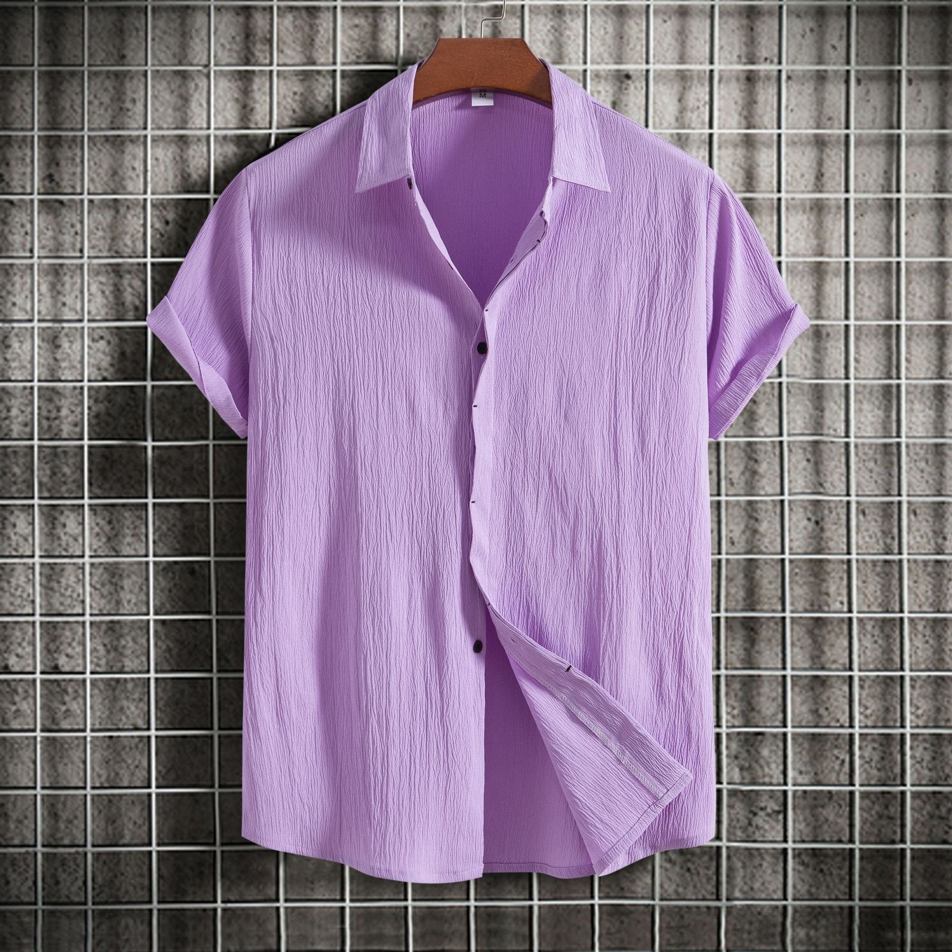 Alohadaddy Vintage Casual Men's Cotton Linen Shirts Plus Size Solid Color Basic Camp Shirts