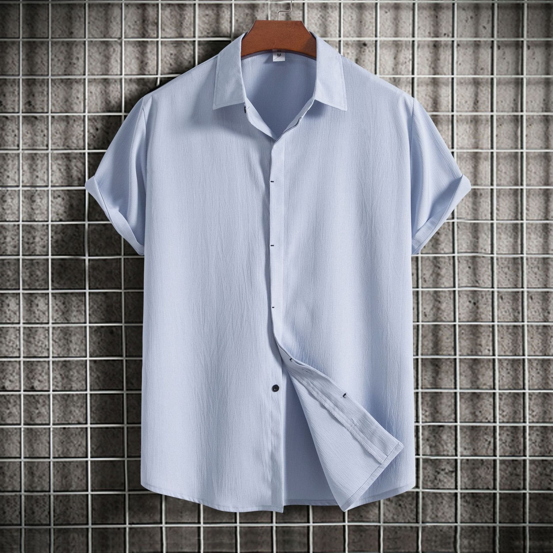 Alohadaddy Vintage Casual Men's Cotton Linen Shirts Plus Size Solid Color Basic Camp Shirts