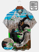 Camisas hawaianas para hombre de estilo retro con dibujos de dinosaurios azules de Alohadaddy, camisas de seersucker elásticas sin arrugas con bolsillo para campamento Aloha