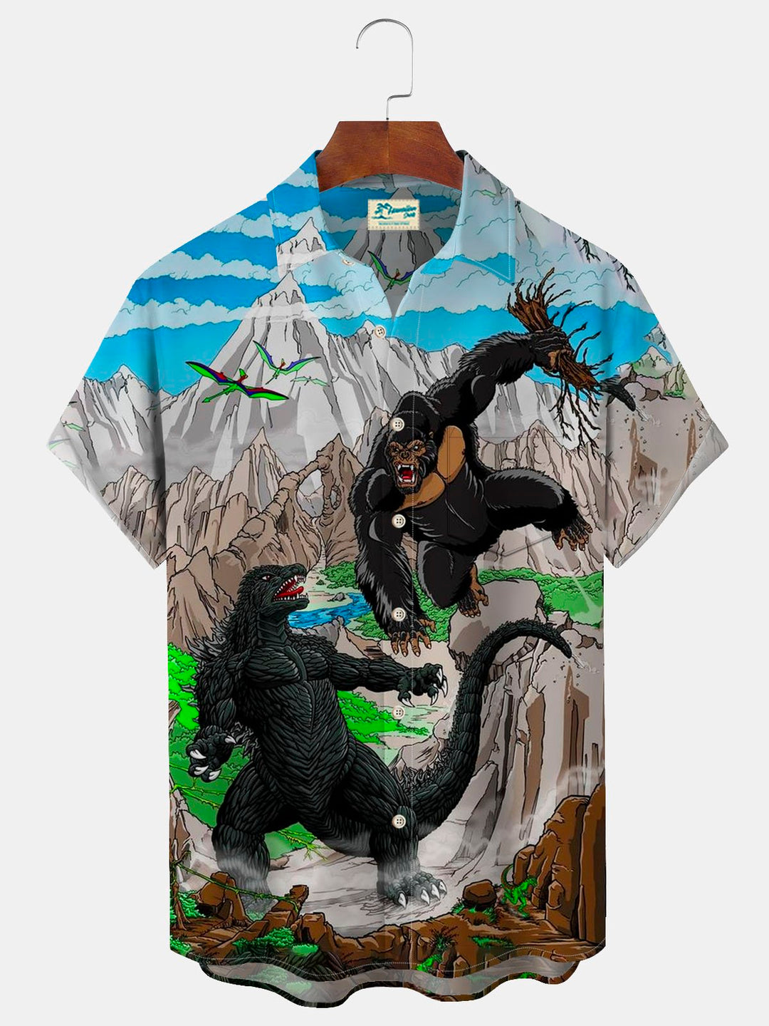 Alohadaddy Retro Cartoon Dinosaur Blue Men&