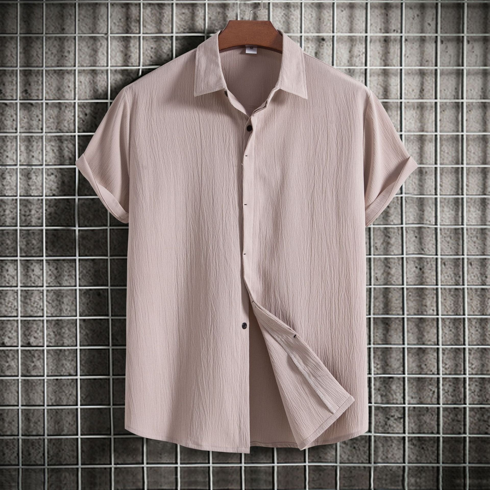Alohadaddy Vintage Casual Men's Cotton Linen Shirts Plus Size Solid Color Basic Camp Shirts