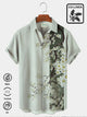 Retro Japanese Casual Men's Bowling Shirts Plum Blossom Art Stretch Large Size Cotton Linen Blend Hawaiian Shirts
