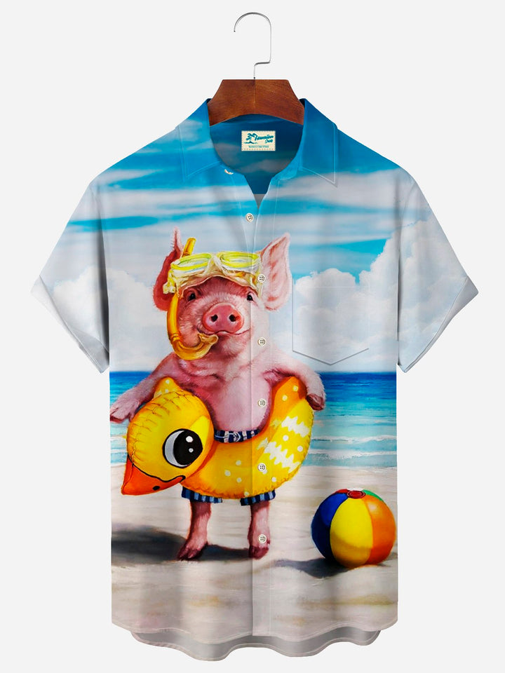 Alohadaddy Pig Print Beach Men&