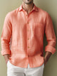 Alohadaddy Beach Vacation Yellow Men's Long Sleeve Shirts Vintage Textured Stretch Aloha Camp Pocket Basics Shirts