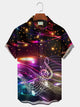 black note aurora technology music print chest pocket Charway oversized shirt