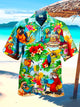 Camisa hawaiana grande y alta con estampado de loro Paradise para hombre, cuello de campamento, Alohadaddy