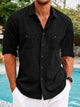 Alohadaddy Men's Basic Cargo Pocket Long Sleeve Shirt