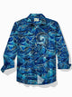 Alohadaddy Vintage Japanese Ukiyoe Wave Men's Long Sleeve Shirt Stretch Easy Care Pocket Camp Shirt Big Tall