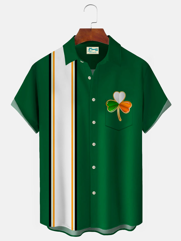 Camisas de bolos para hombre de color verde festivo de San Patricio de Alohadaddy Camisas con botones de Aloha Camp de fácil cuidado y elásticas en tallas grandes