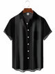 Men's Solid Bowling Casual Short Sleeve Shirt