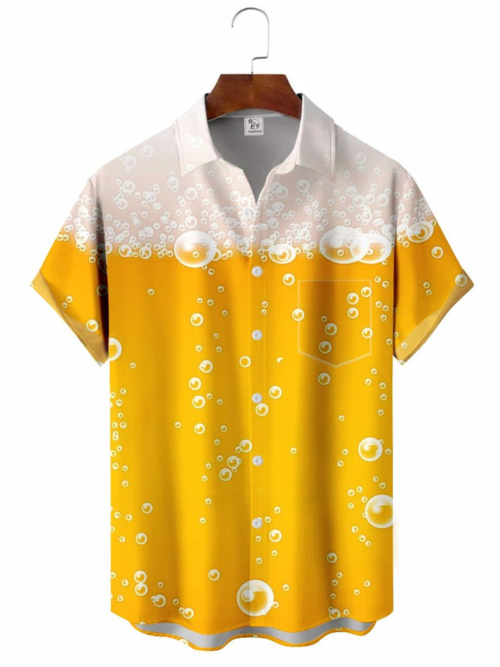 Chemise décontractée à manches courtes avec imprimé bière pour hommes