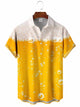 Men's Beer Printing Casual Short Sleeve Shirt