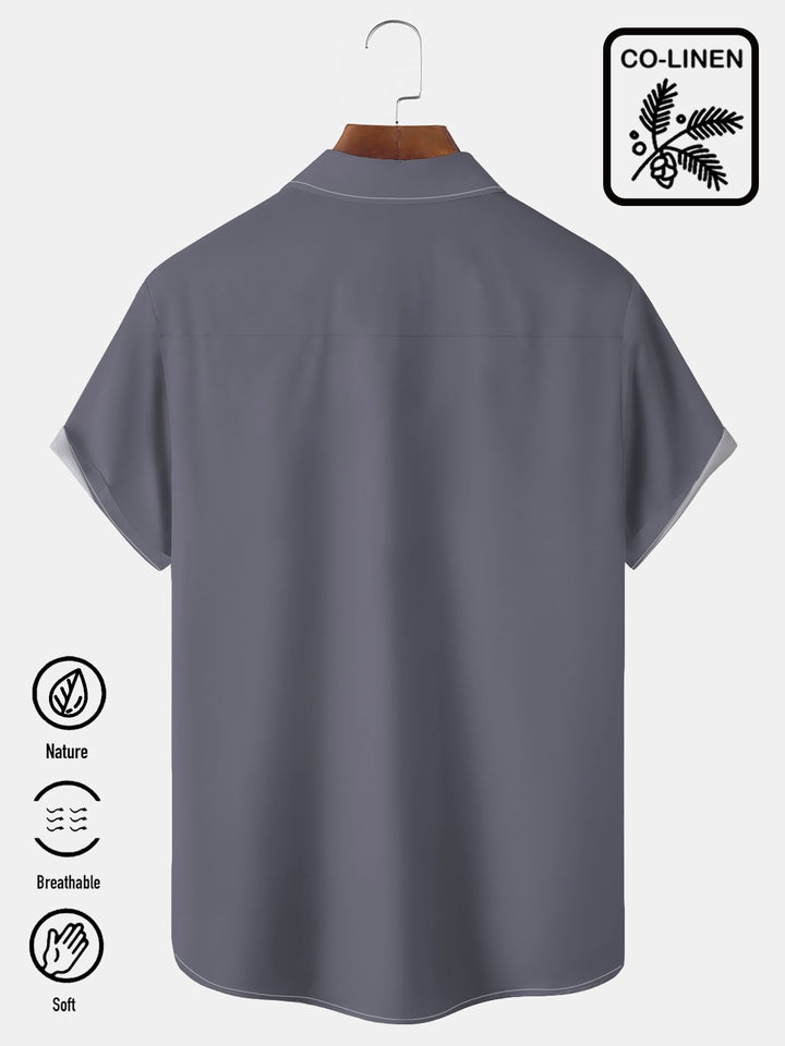 Alohadaddy grey cocktail pin up girl printed chest pocket basic shirt oversized contrast shirt