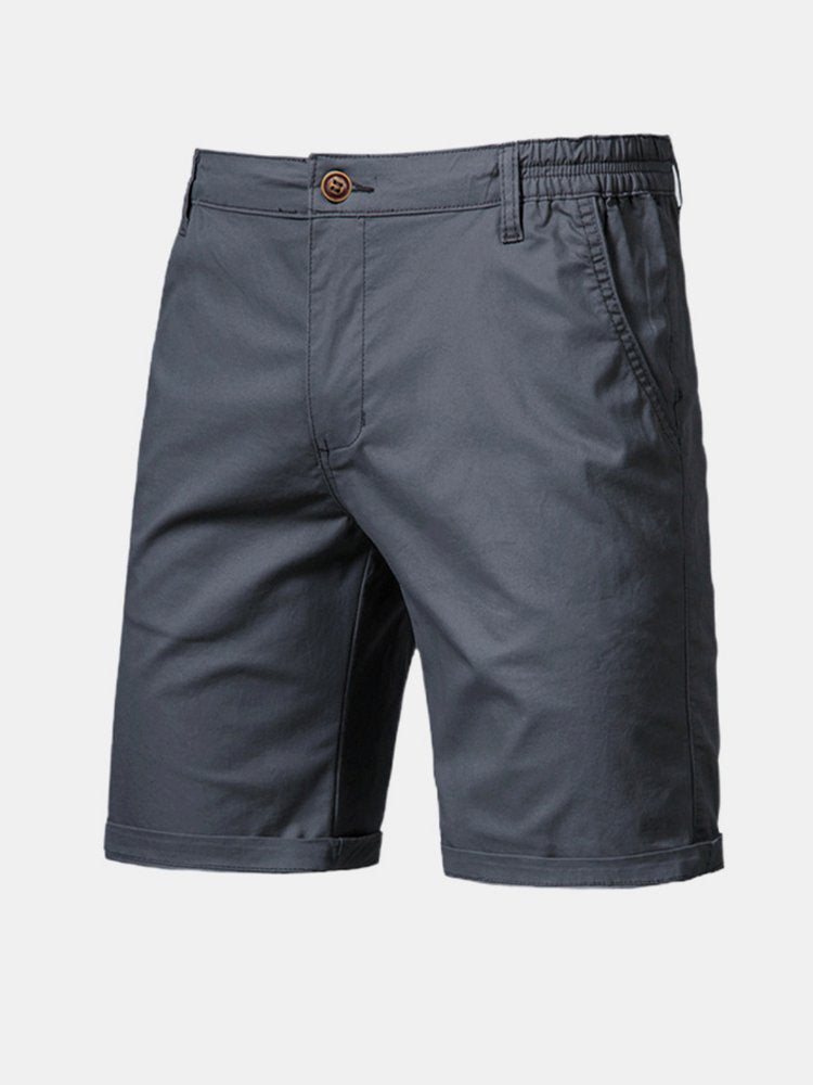 Cotton Casual Shorts Straight Cropped Pants Plus Size Solid Color Basics