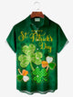 Alohadaddy St. Patrick's Day Clover Print Men's Button-Up Pocket Shirt
