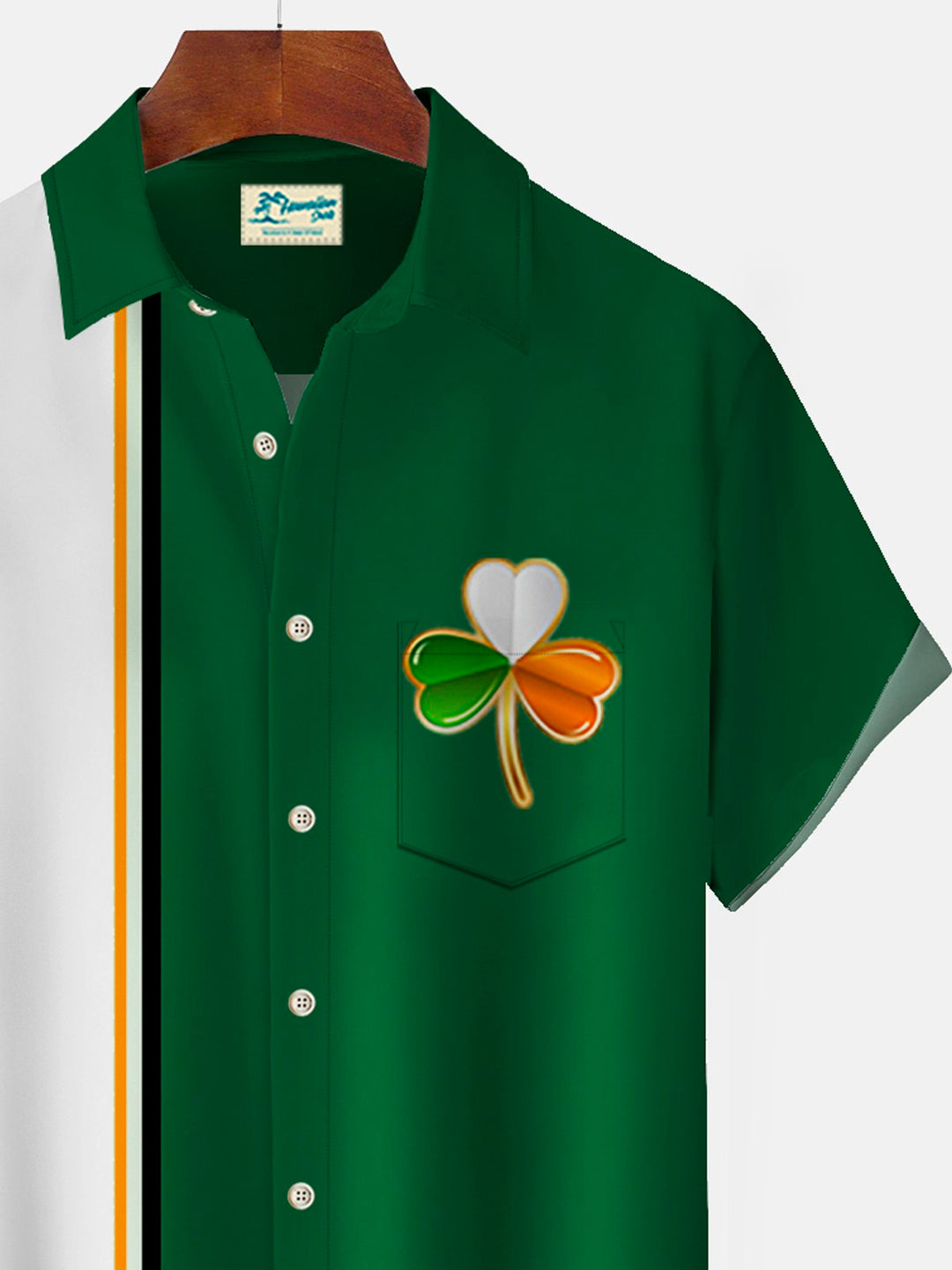 Camisas de bolos para hombre de color verde festivo de San Patricio de Alohadaddy Camisas con botones de Aloha Camp de fácil cuidado y elásticas en tallas grandes