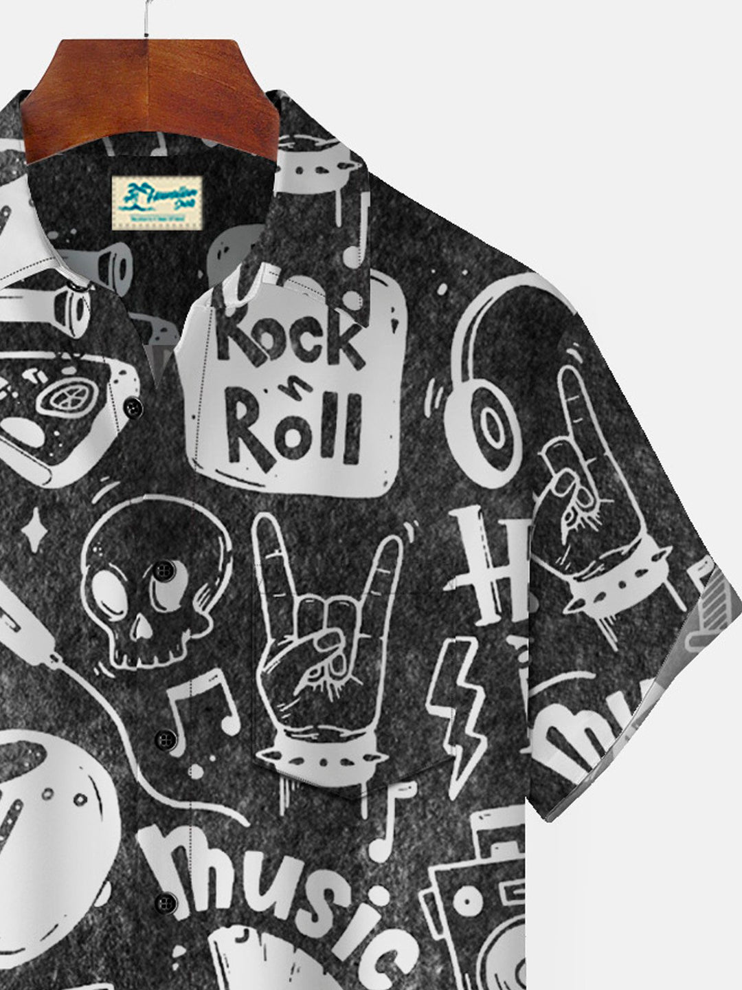Camisas de rock and roll retro de los años 50 de Alohadaddy, color gris oscuro, para hombre, de rock and roll, elásticas, de talla grande, sin arrugas, con bolsillos de seersucker, camisas de campamento con botones