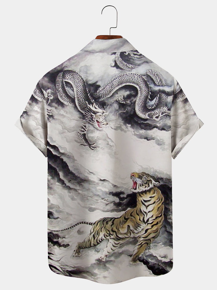 Vintage Ukiyo-e Tiger White Dragon Men&