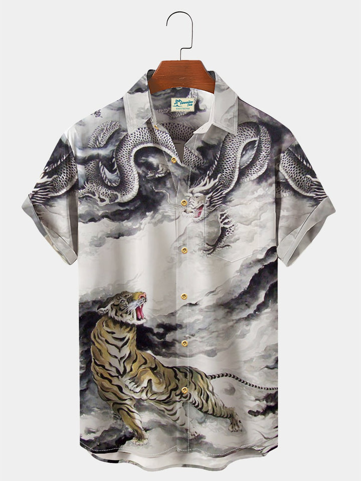 Vintage Ukiyo-e Tiger White Dragon Men&