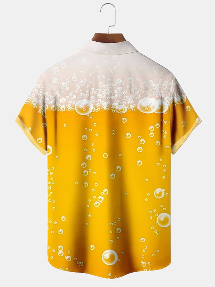 Chemise décontractée à manches courtes avec imprimé bière pour hommes