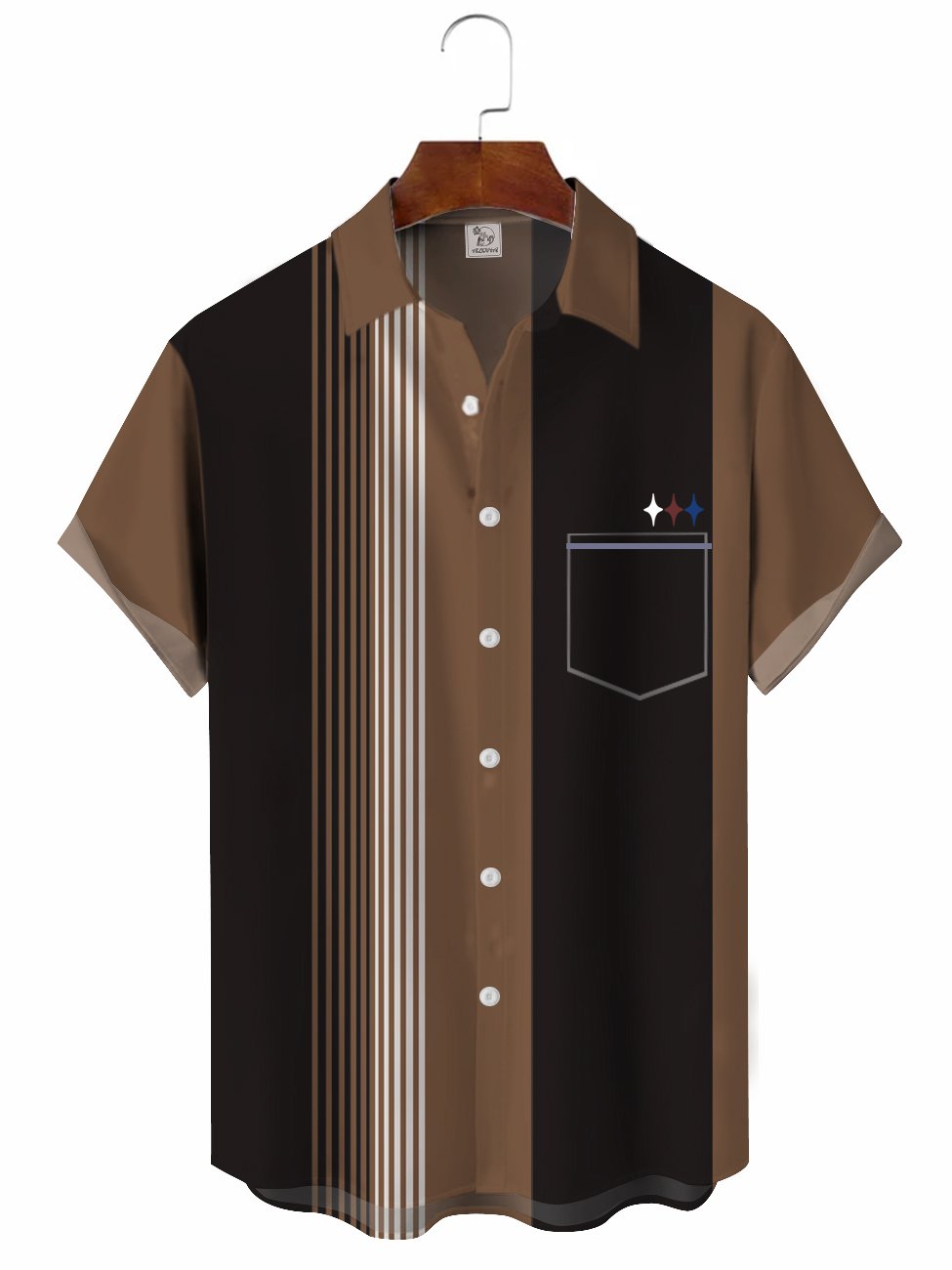 Chemise de bowling décontractée à manches courtes à rayures pour hommes