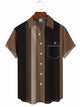 Men's Stripes Bowling Casual Short Sleeve Shirt