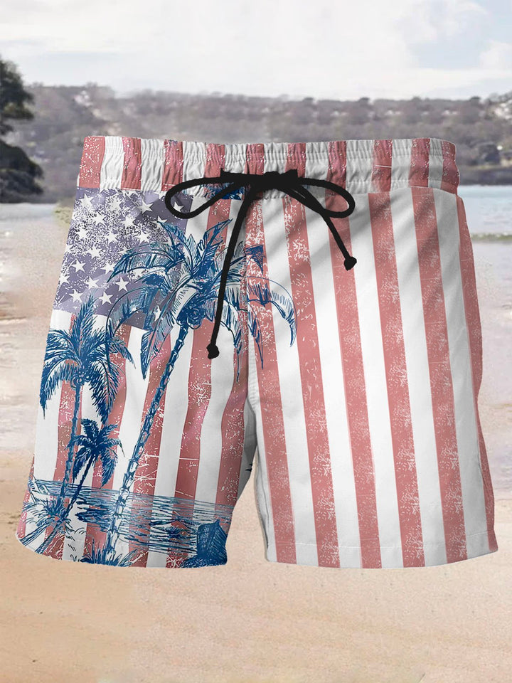 Alohadaddy Hawaiian Coconut Tree Flag Print Men&