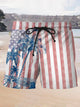Alohadaddy Hawaiian Coconut Tree Flag Print Men's Beach Shorts Swim Trunks