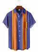 Chemise de bowling décontractée à manches courtes pour hommes, couleur orange et violet