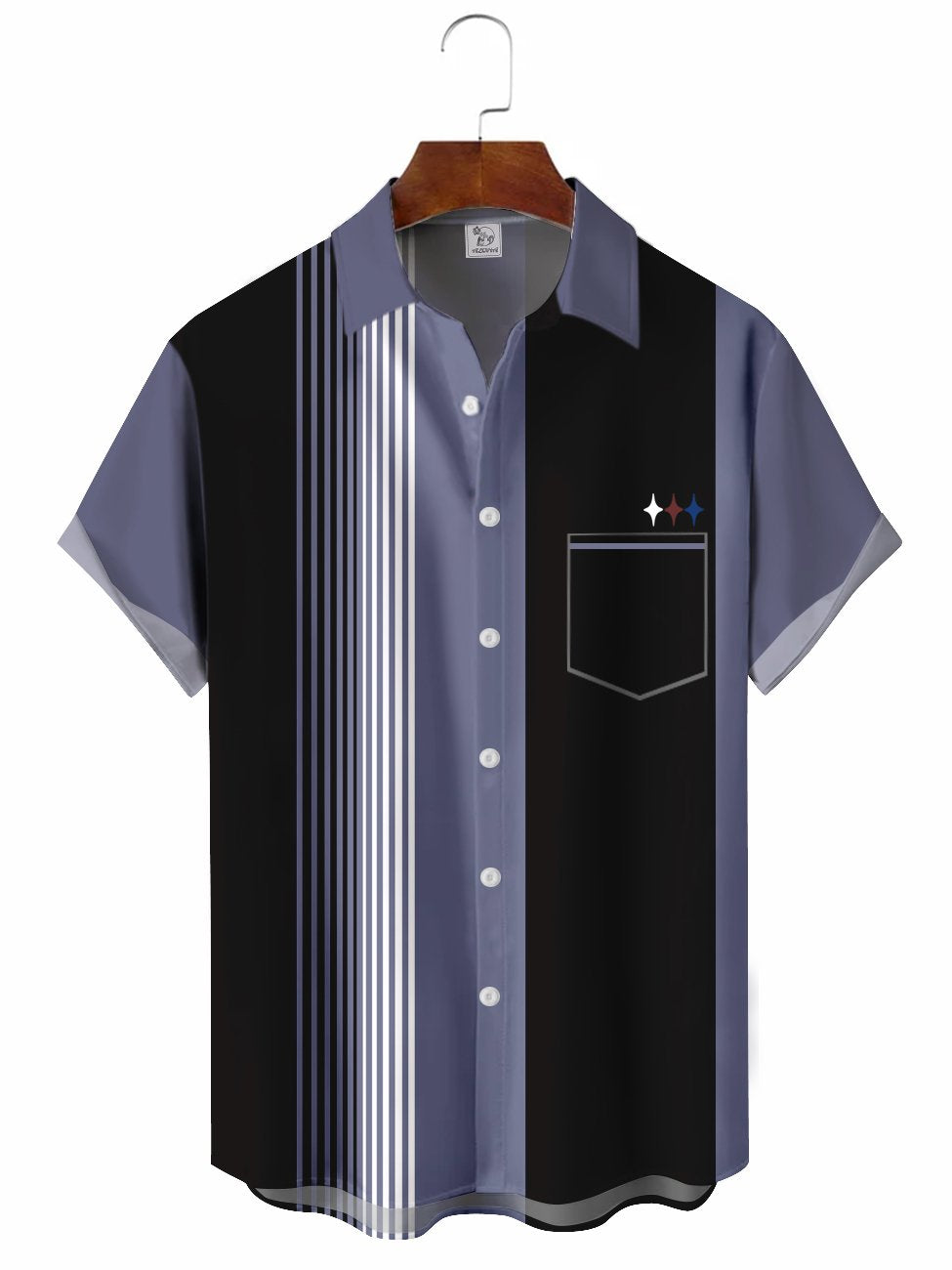 Chemise de bowling décontractée à manches courtes à rayures pour hommes