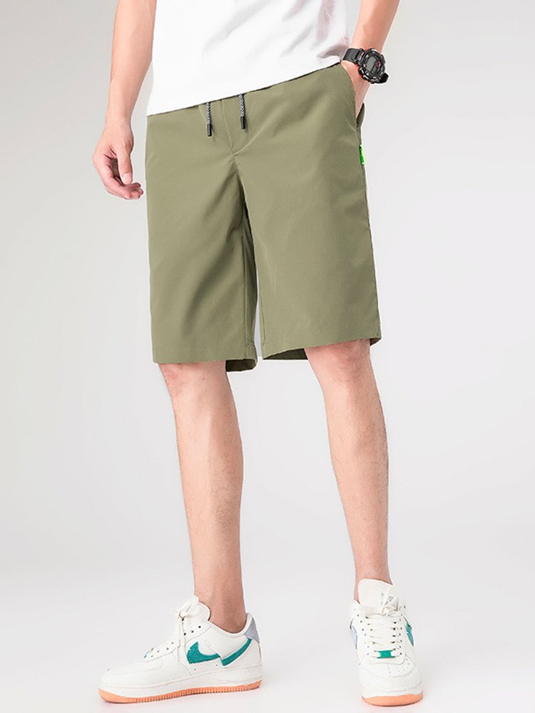 Alohadaddy Loose Solid Color Cropped Pants Breathable Beach Sweatpants Shorts