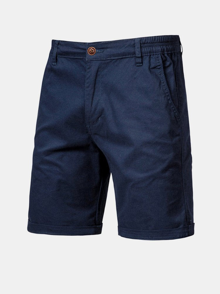 Cotton Casual Shorts Straight Cropped Pants Plus Size Solid Color Basics
