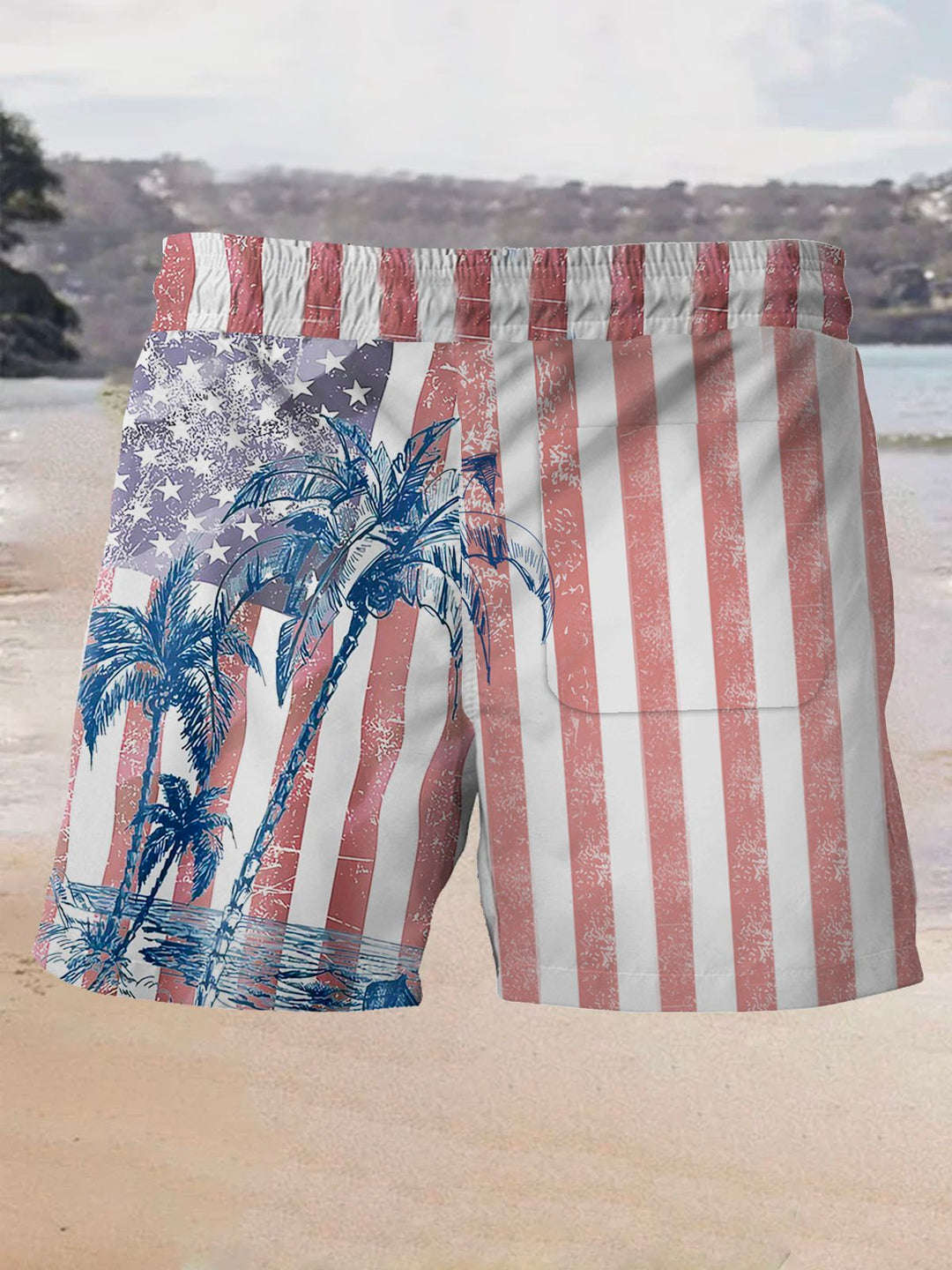 Alohadaddy Hawaiian Coconut Tree Flag Print Men&
