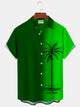 Alohadaddy St. Patrick's Day Hawaiian Ombre Coconut Tree Print Men's Button Pocket Shirt