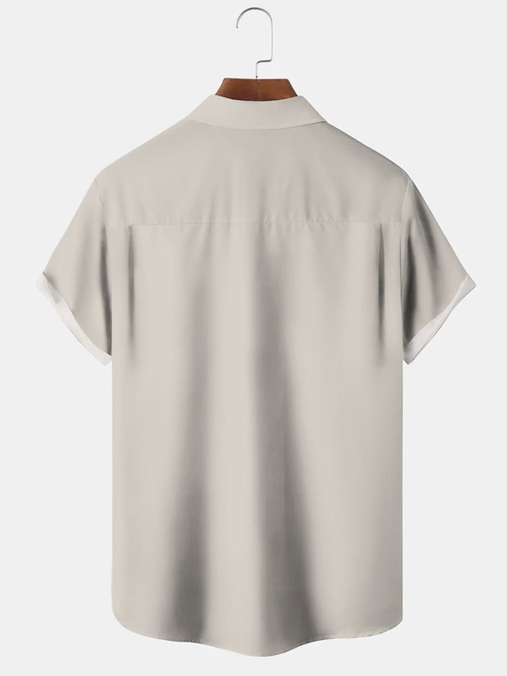 Chemise de bowling décontractée à manches courtes à rayures pour hommes