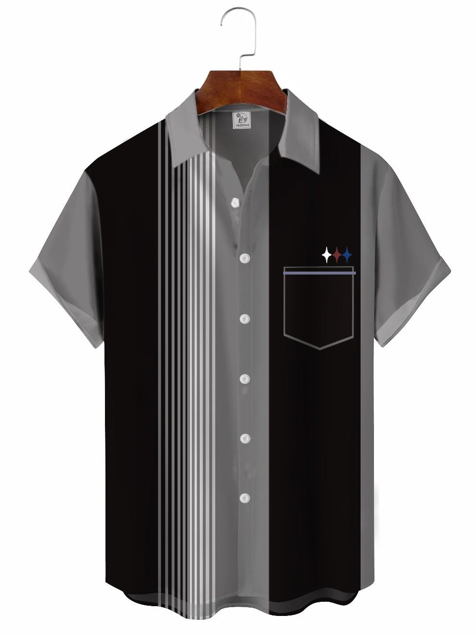 Chemise de bowling décontractée à manches courtes à rayures pour hommes