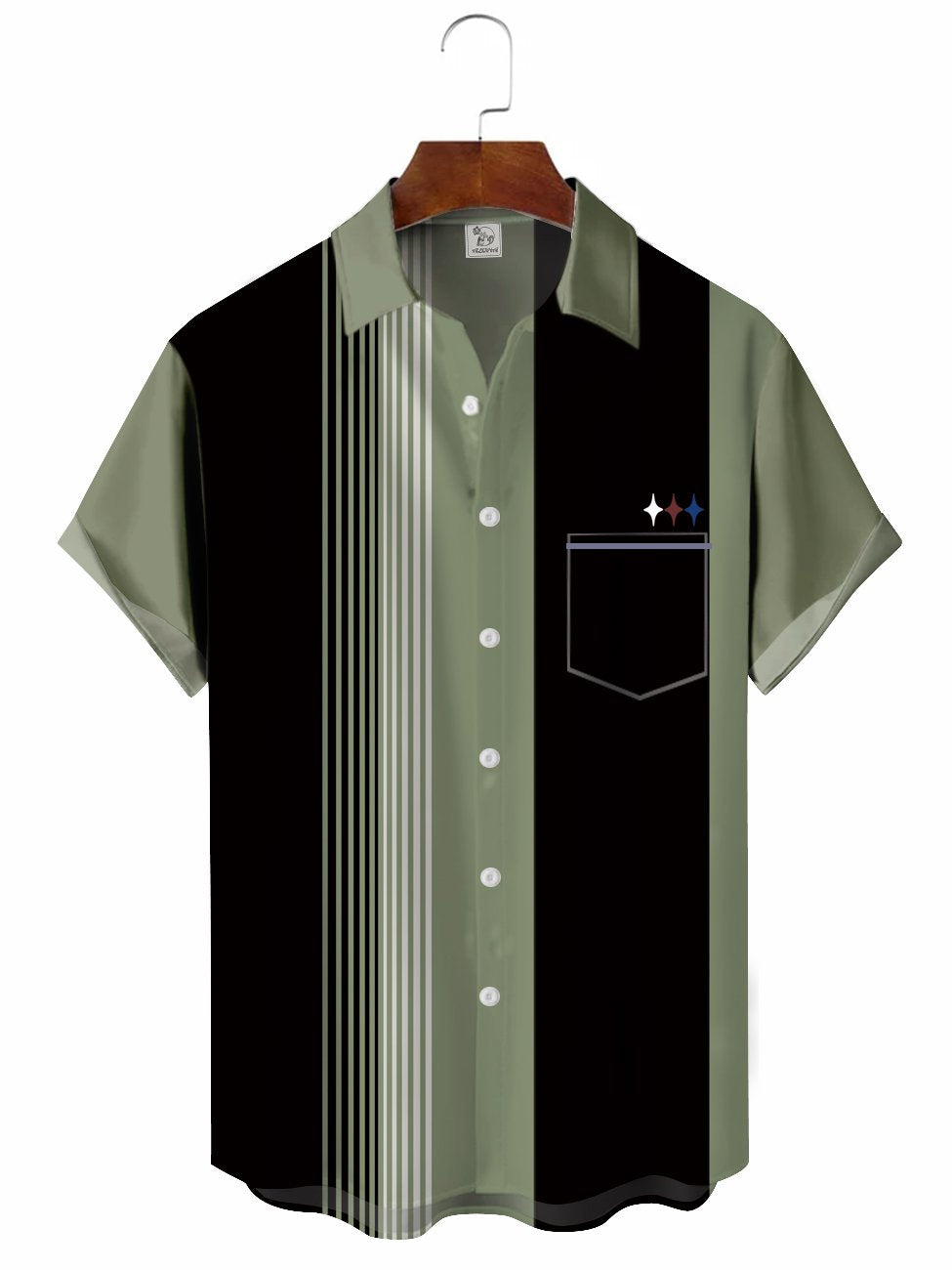 Chemise de bowling décontractée à manches courtes à rayures pour hommes