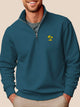 Alohadaddy Gray Stand Collar Half Zip Men's Pullover Sweatshirts Coconut Tree Easy to Wear Stretch Plus Size Holiday Camp Sweatshirts