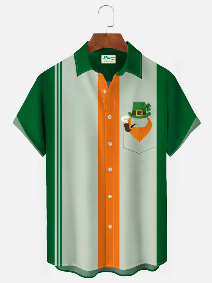 Camisas de bolos para hombre de color verde festivo de San Patricio de Alohadaddy Camisas con botones de Aloha Camp de fácil cuidado y elásticas en tallas grandes