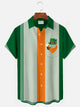 Alohadaddy St. Patrick's Holiday Green Men's Bowling Shirts Stretch Easy Care Aloha Camp Button Shirts Plus Size