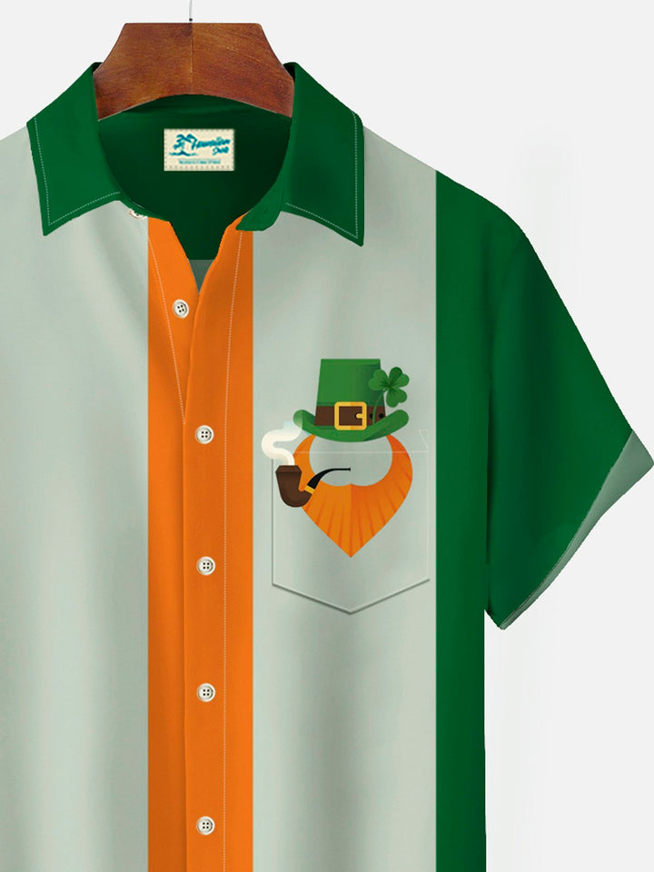 Camisas de bolos para hombre de color verde festivo de San Patricio de Alohadaddy Camisas con botones de Aloha Camp de fácil cuidado y elásticas en tallas grandes