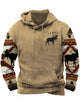 Alohadaddy Men's Western Antelope Print Drawstring Hooded Sweatshirt