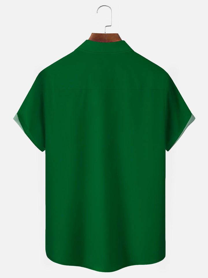 Camisas de bolos para hombre de color verde festivo de San Patricio de Alohadaddy Camisas con botones de Aloha Camp de fácil cuidado y elásticas en tallas grandes