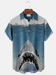 Alohadaddy Japanese Ukiyo-e Shark Chest Pocket Short Sleeve Hawaiian Shirt