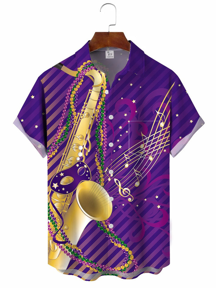 Camisa informal con instrumentos musicales de carnaval para hombre